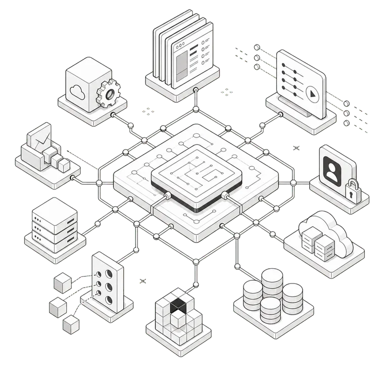 Isometric integration fabric connecting platforms, infrastructure, and data systems